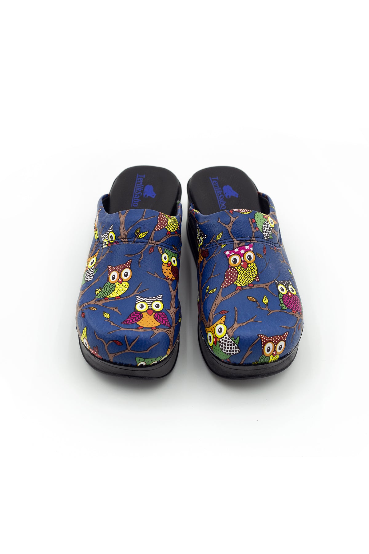 Owl Pattern Navy Blue Women's Clog